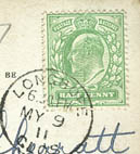1/2d halfpenny blue-green 1900